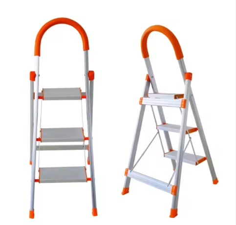 3 steps ladder household foldable step steel ladder 3 steps steel household ladder with handrail