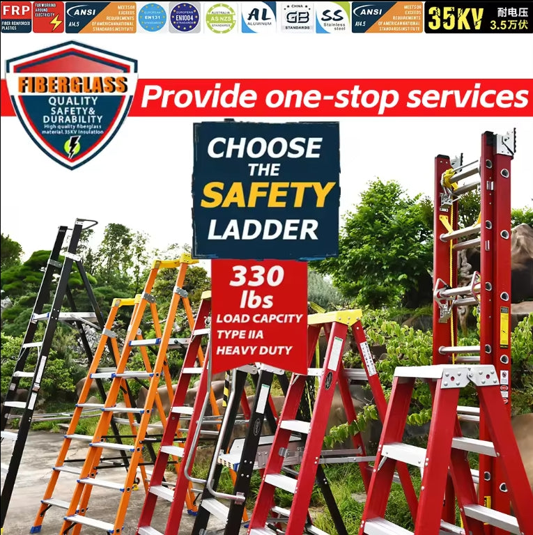 Escalera De Mano Portable Fiberglass Platform Ladder Folding Industrial Fiberglass Podium Ladders For Sale