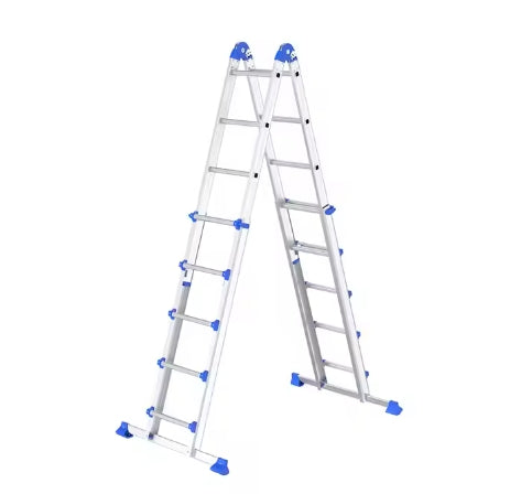 double sided telescopic hinged ladder 4x3 4x4 4x5 multifunction aluminum ladders with support tube