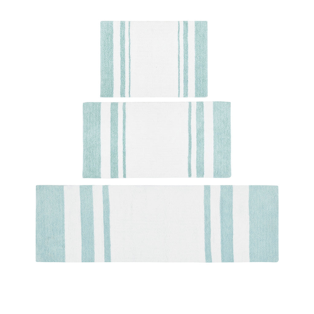 72-in x 24-in Aqua Green Cotton Reversible Bath Rug Bath Mat Quick Dry