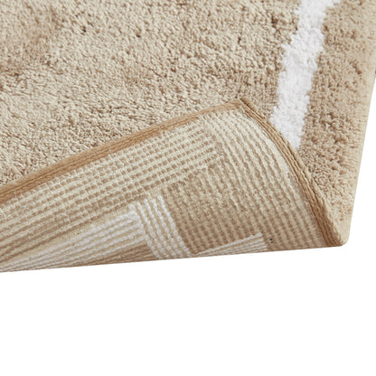 30-in x 20-in Taupe Brown Cotton Tufted Bath Rug Bath Mat Quick Dry