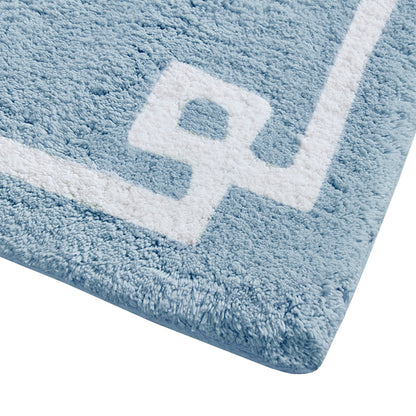 30-in x 20-in Blue Cotton Tufted Bath Rug Bath Mat Quick Dry