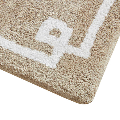 40-in x 24-in Taupe Brown Cotton Tufted Bath Rug Bath Mat Quick Dry