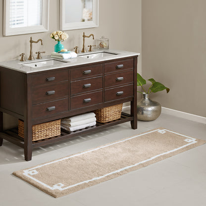 72-in x 24-in Taupe Brown Cotton Tufted Bath Rug Bath Mat Quick Dry