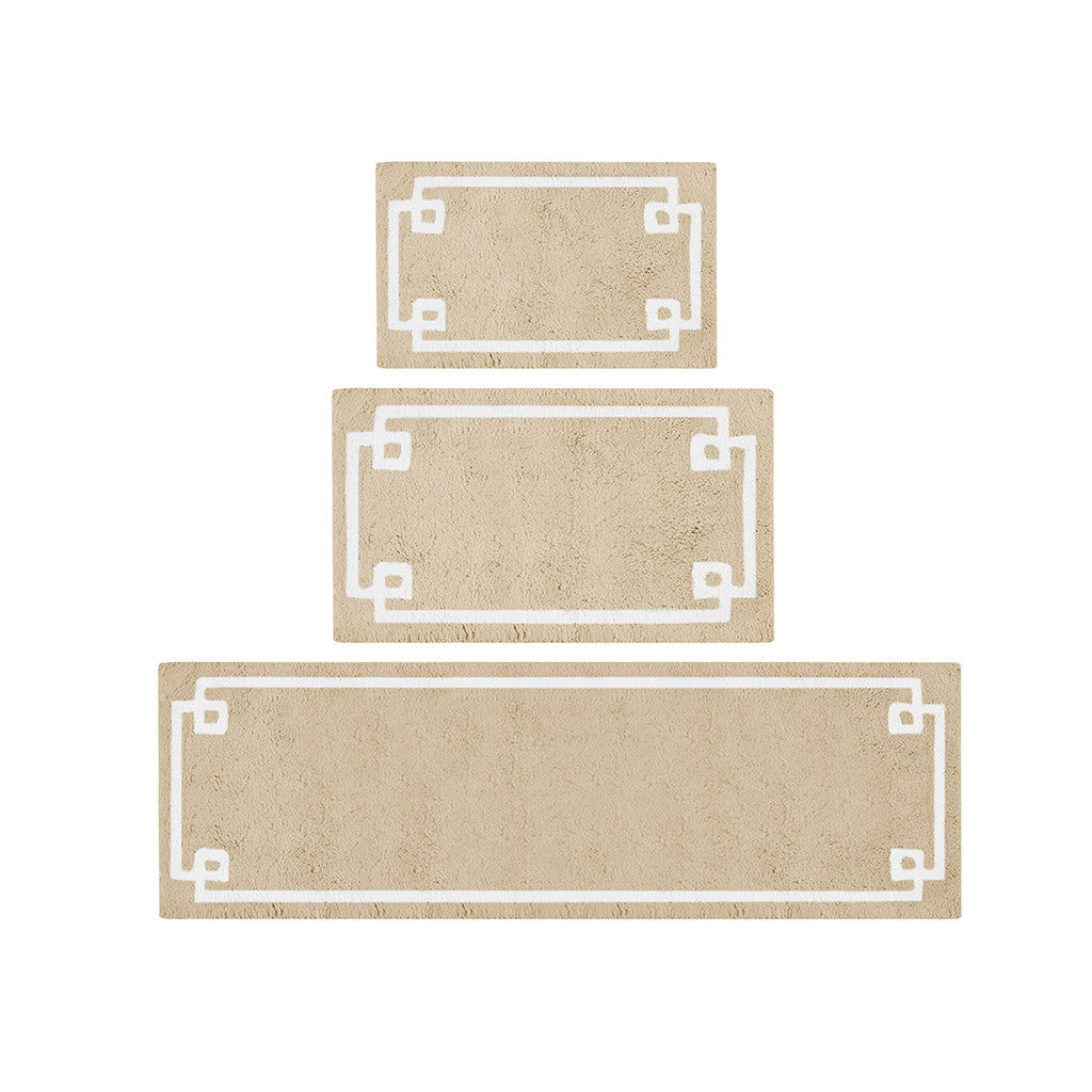40-in x 24-in Taupe Brown Cotton Tufted Bath Rug Bath Mat Quick Dry