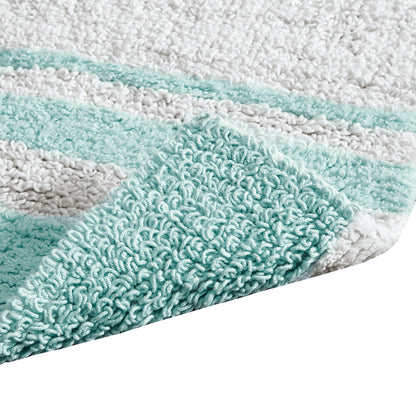 30-in x 20-in Aqua Cotton Reversible Bath Rug Bath Mat Quick Dry