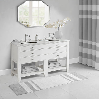 72-in x 24-in Grey Cotton Reversible Bath Rug Bath Mat Quick Dry