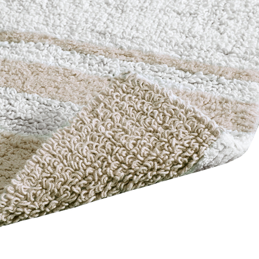 72-in x 24-in Taupe Cotton Reversible Bath Rug Bath Mat Quick Dry