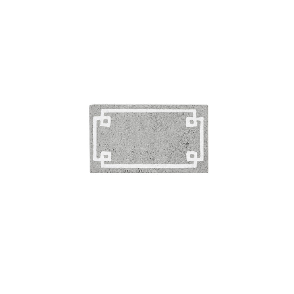 40-in x 24-in Grey Cotton Tufted Bath Rug Bath Mat Quick Dry