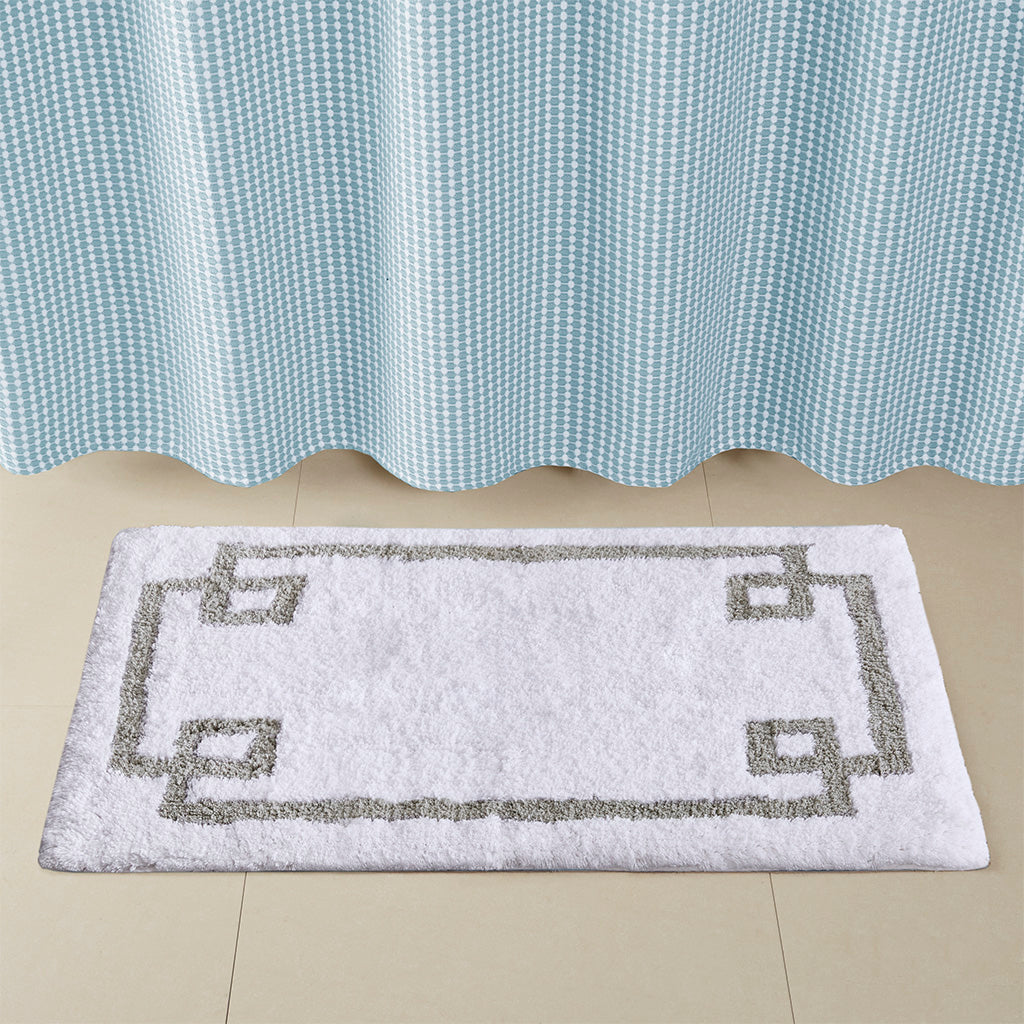 30-in x 20-in White Cotton Tufted Bath Rug Bath Mat Quick Dry