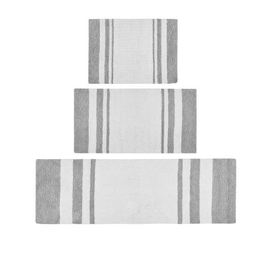 45-in x 27-in Grey Cotton Reversible Bath Rug Bath Mat Quick Dry