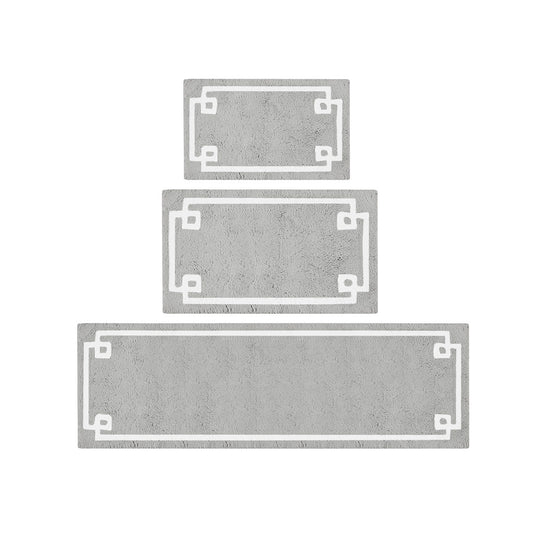 72-in x 24-in Grey Cotton Tufted Bath Rug Bath Mat Quick Dry