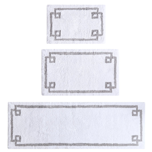 30-in x 20-in White Cotton Tufted Bath Rug Bath Mat Quick Dry