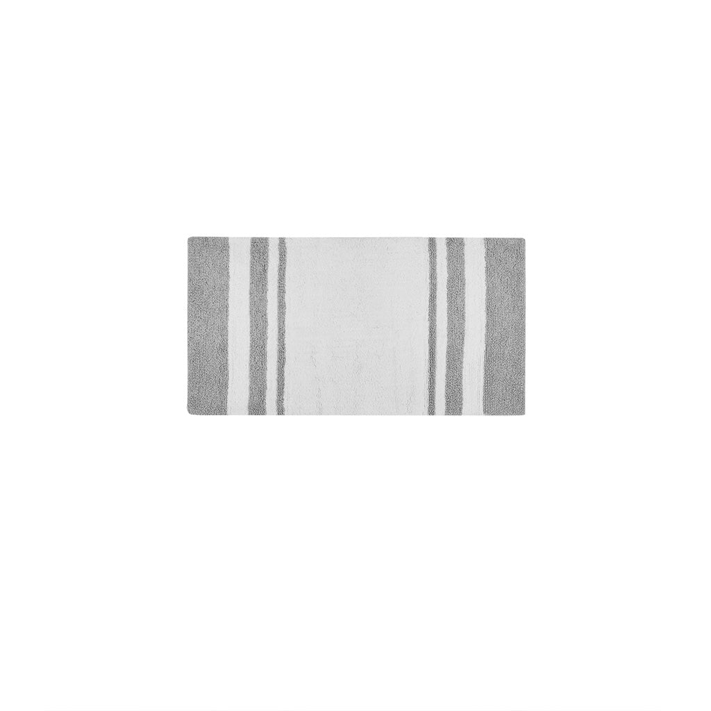 45-in x 27-in Grey Cotton Reversible Bath Rug Bath Mat Quick Dry