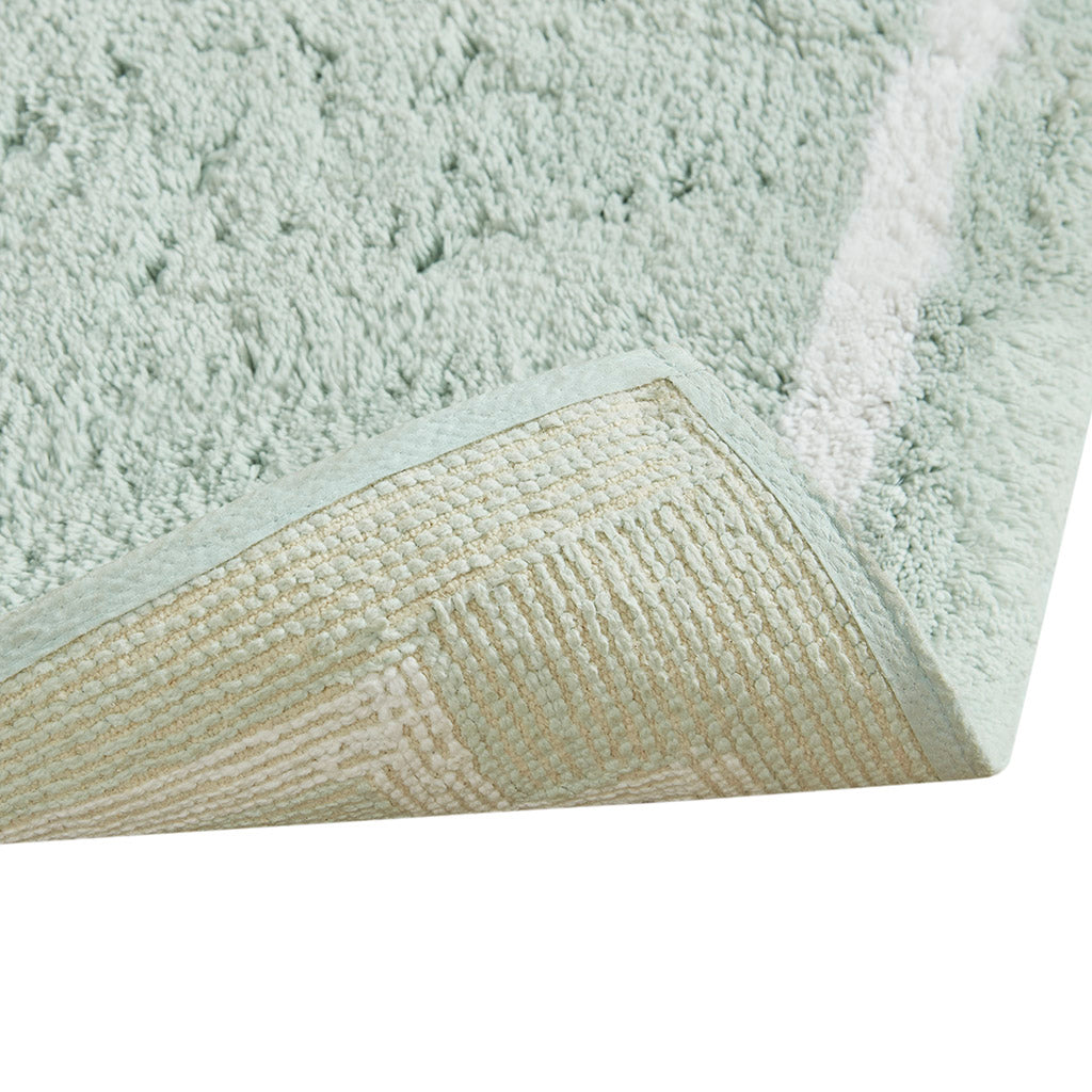 30-in x 20-in Seafoam Cotton Tufted Bath Rug Bath Mat Quick Dry