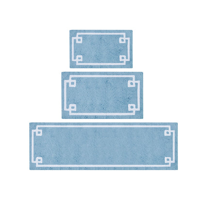 72-in x 24-in Blue Cotton Tufted Bath Rug Bath Mat Quick Dry