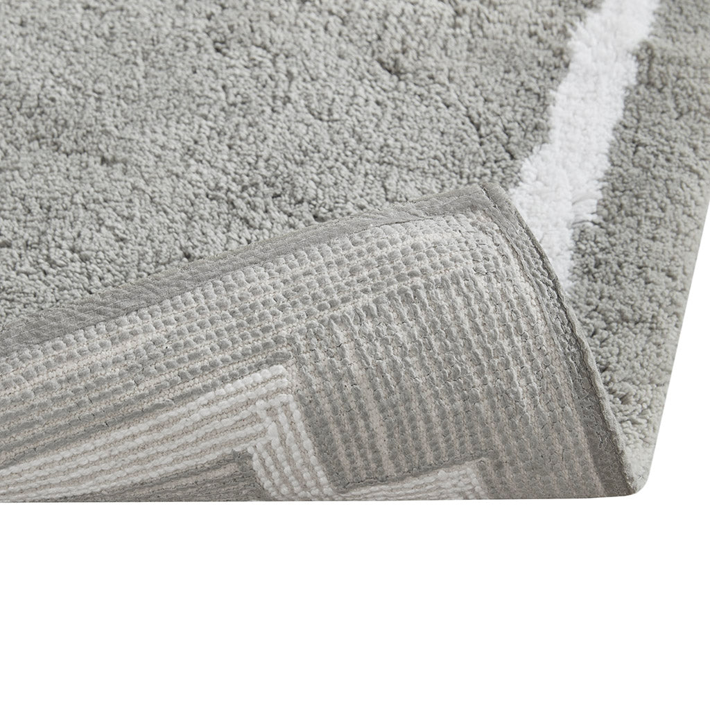 30-in x 20-in Grey Cotton Tufted Bath Rug Bath Mat Quick Dry