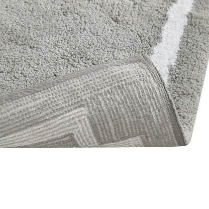 40-in x 24-in Grey Cotton Tufted Bath Rug Bath Mat Quick Dry