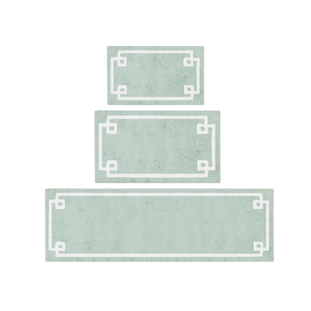 30-in x 20-in Seafoam Cotton Tufted Bath Rug Bath Mat Quick Dry