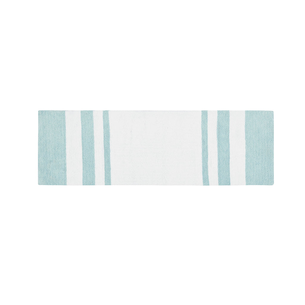 72-in x 24-in Aqua Green Cotton Reversible Bath Rug Bath Mat Quick Dry