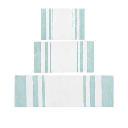 30-in x 20-in Aqua Cotton Reversible Bath Rug Bath Mat Quick Dry