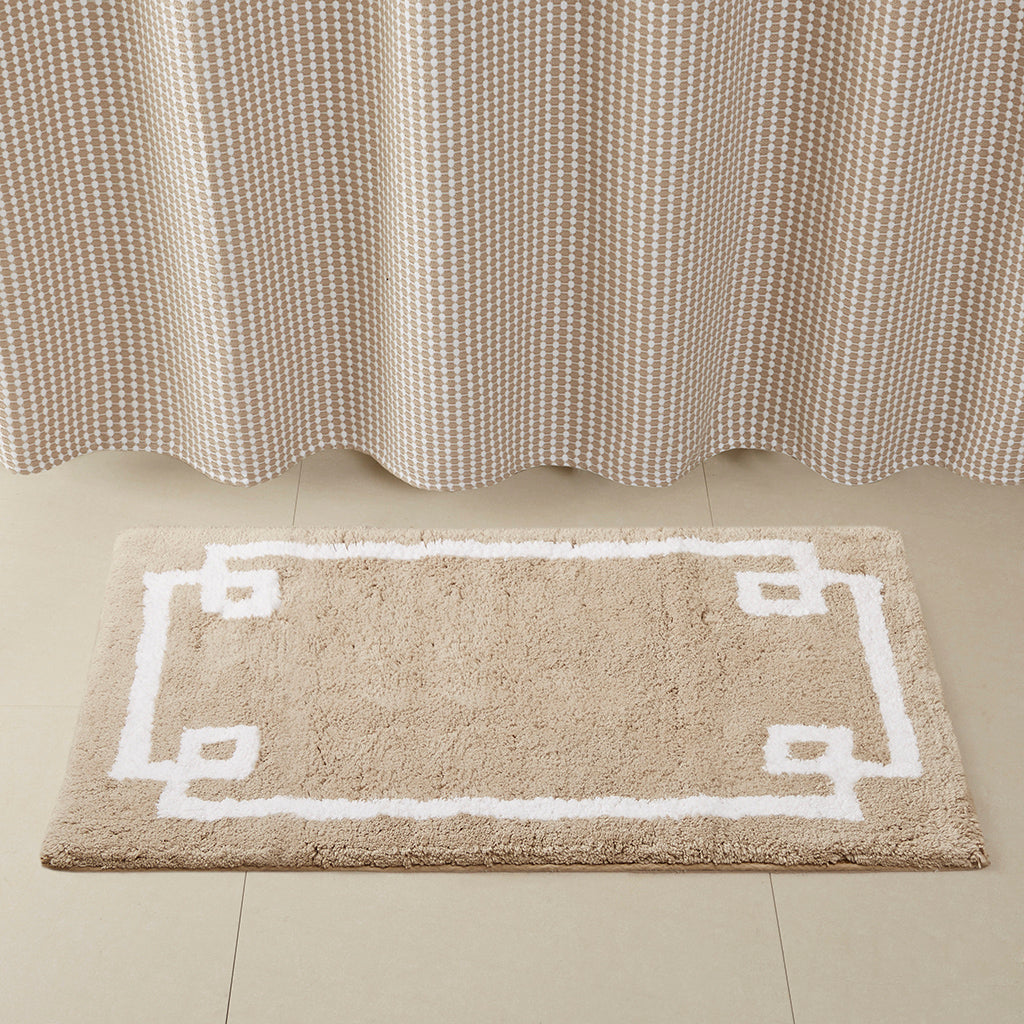 40-in x 24-in Taupe Brown Cotton Tufted Bath Rug Bath Mat Quick Dry