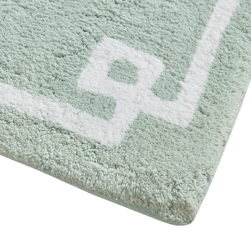 30-in x 20-in Seafoam Cotton Tufted Bath Rug Bath Mat Quick Dry