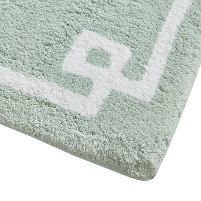 30-in x 20-in Seafoam Cotton Tufted Bath Rug Bath Mat Quick Dry
