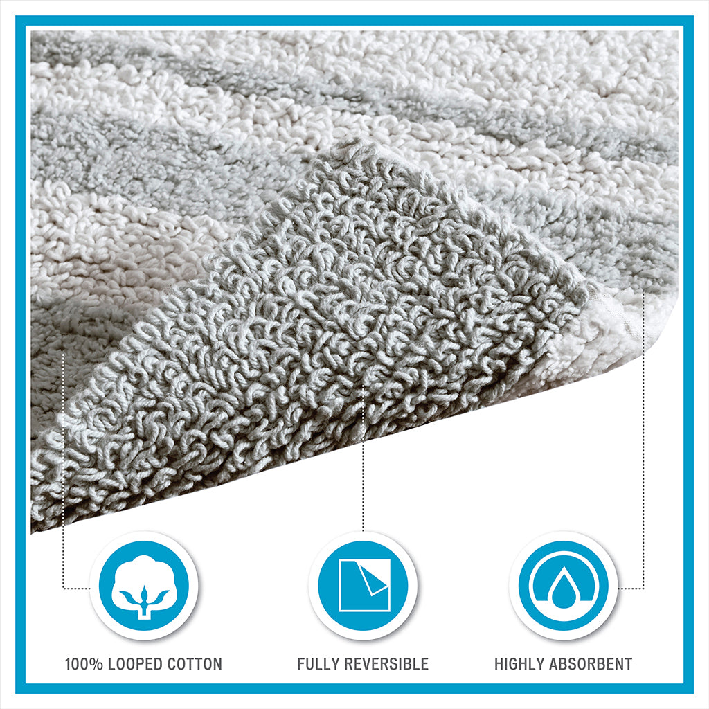 45-in x 27-in Grey Cotton Reversible Bath Rug Bath Mat Quick Dry