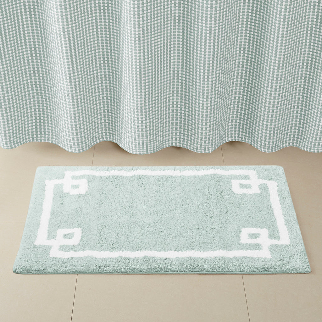 30-in x 20-in Seafoam Cotton Tufted Bath Rug Bath Mat Quick Dry