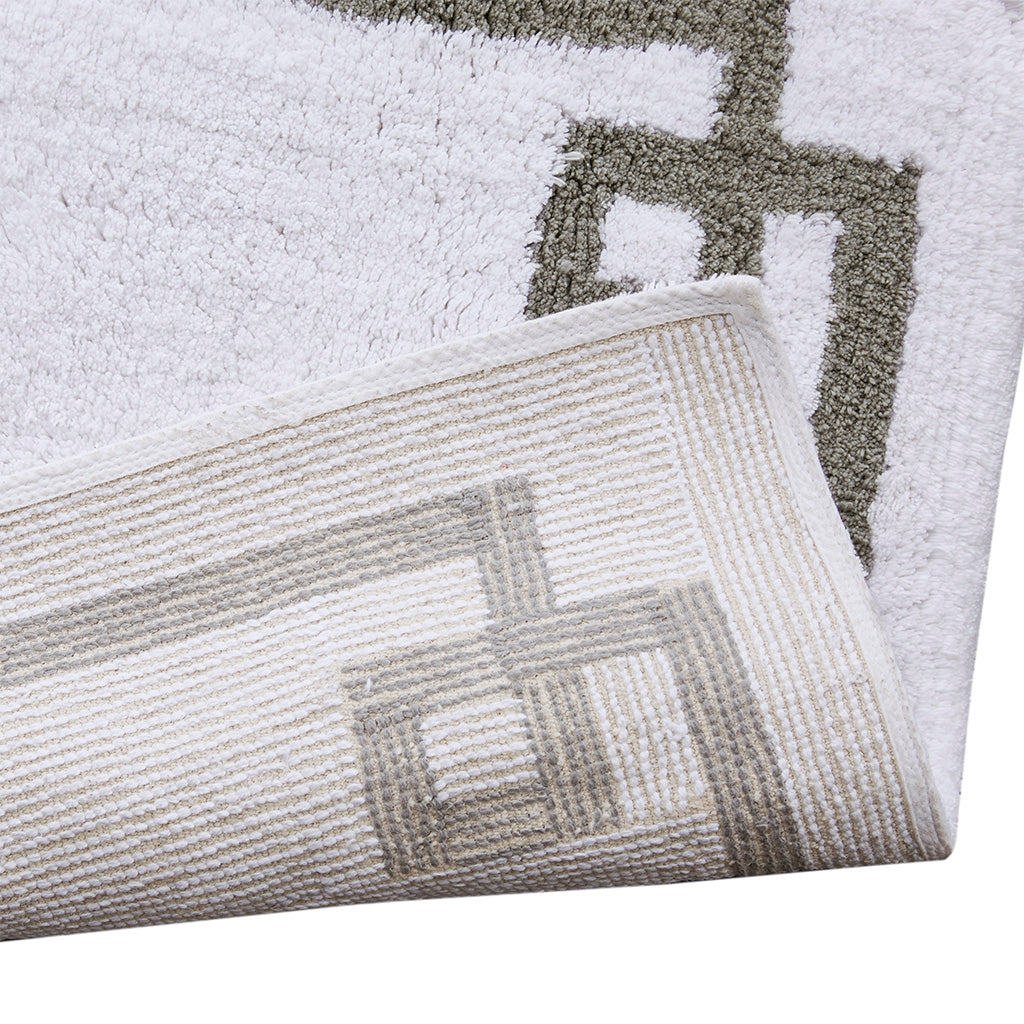 30-in x 20-in White Cotton Tufted Bath Rug Bath Mat Quick Dry