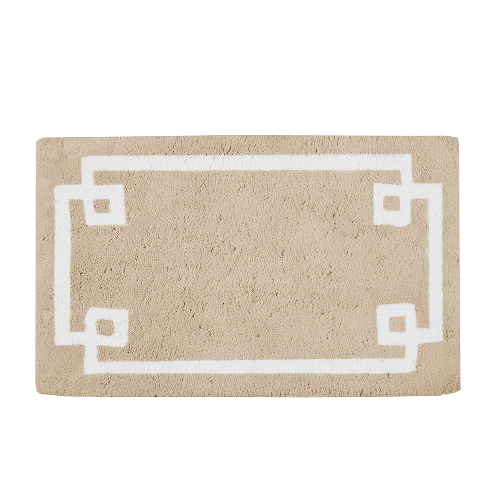 40-in x 24-in Taupe Brown Cotton Tufted Bath Rug Bath Mat Quick Dry