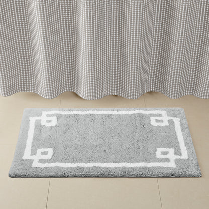 40-in x 24-in Grey Cotton Tufted Bath Rug Bath Mat Quick Dry