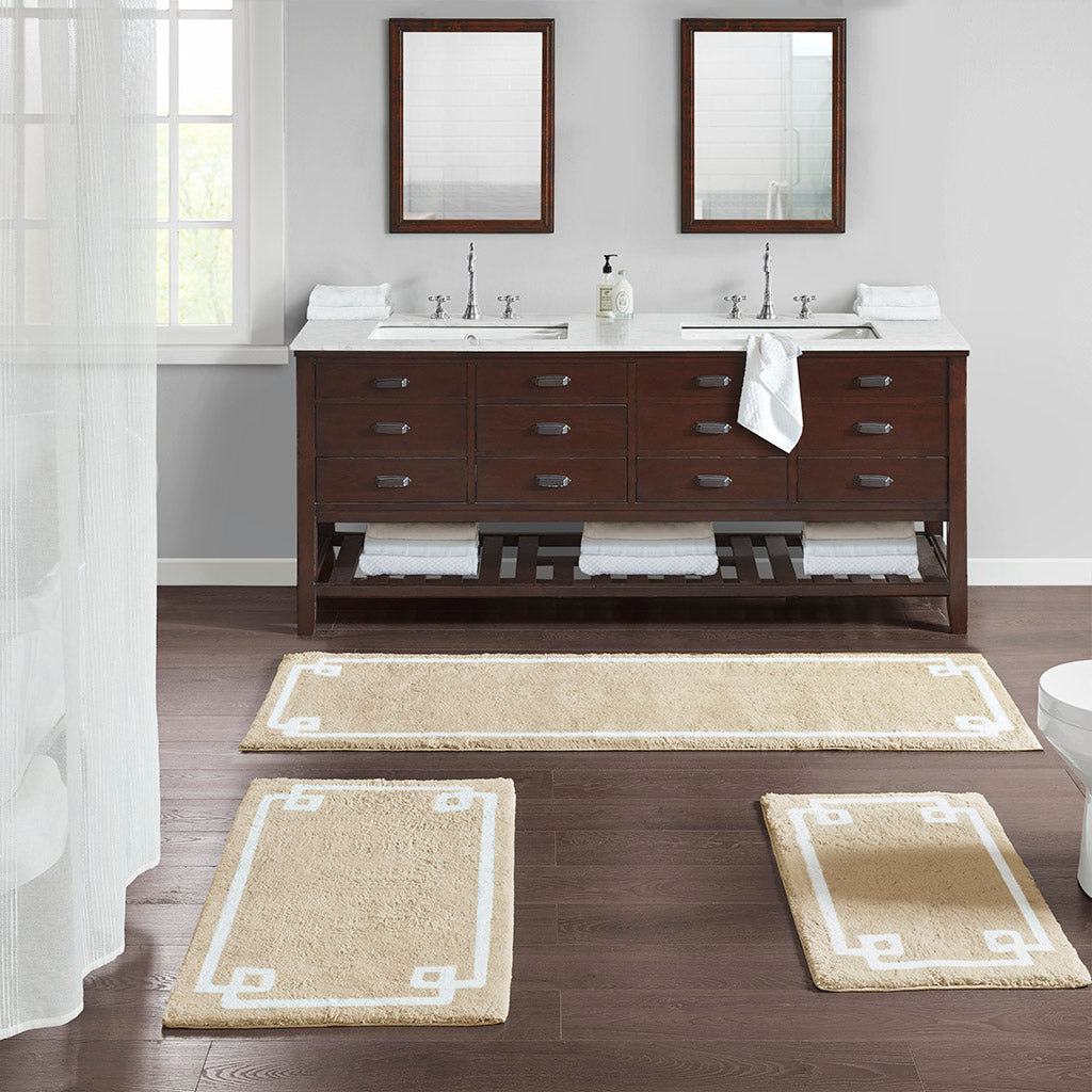 30-in x 20-in Taupe Brown Cotton Tufted Bath Rug Bath Mat Quick Dry