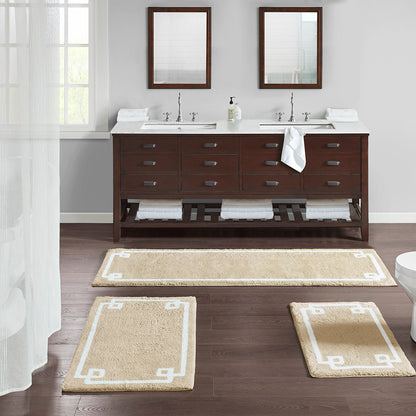 30-in x 20-in Taupe Brown Cotton Tufted Bath Rug Bath Mat Quick Dry