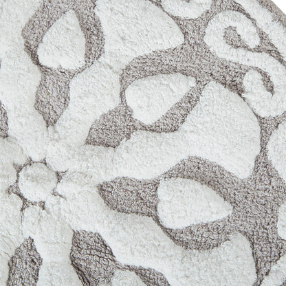 30-in x 20-in Taupe Medallion Cotton Tufted Bath Rug Bath Mat Quick Dry