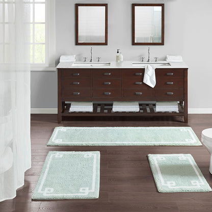 30-in x 20-in Seafoam Cotton Tufted Bath Rug Bath Mat Quick Dry