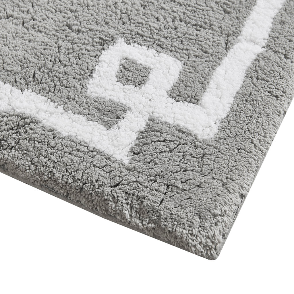 40-in x 24-in Grey Cotton Tufted Bath Rug Bath Mat Quick Dry