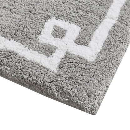 40-in x 24-in Grey Cotton Tufted Bath Rug Bath Mat Quick Dry
