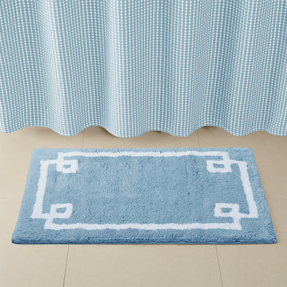 30-in x 20-in Blue Cotton Tufted Bath Rug Bath Mat Quick Dry