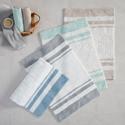 45-in x 27-in Aqua Cotton Reversible Bath Rug Bath Mat Quick Dry