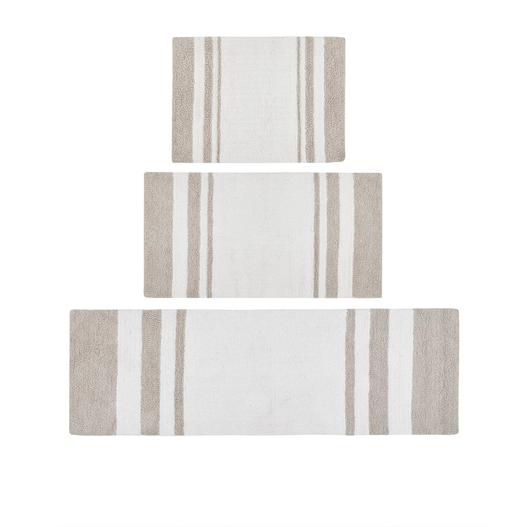 72-in x 24-in Taupe Cotton Reversible Bath Rug Bath Mat Quick Dry