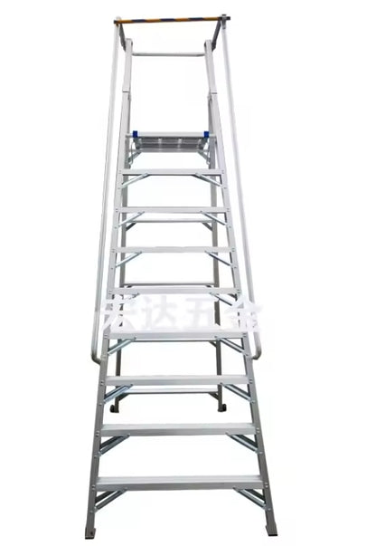 9 Steps Folding Aluminum Stair Work Platform Ladder Portable Stair Ladder