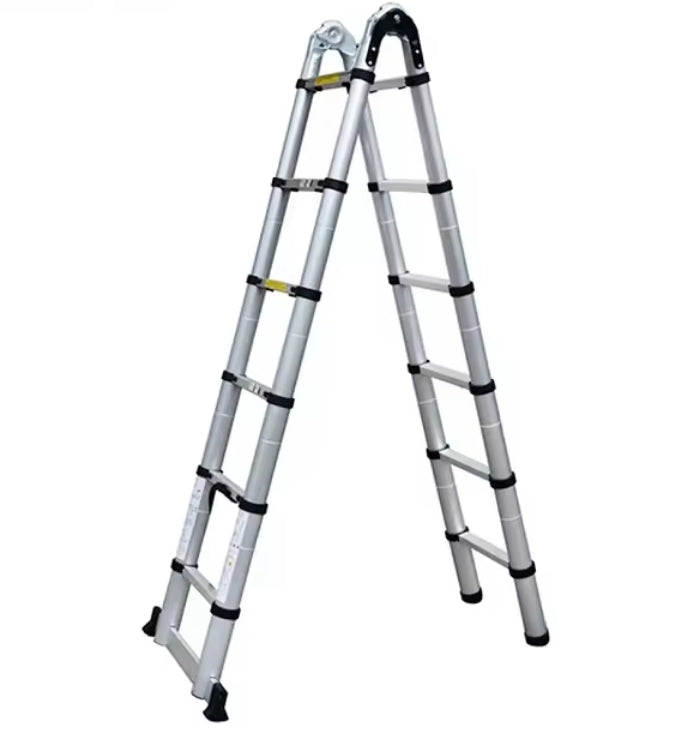 Professional Rubber Feet Portable Extension Retractable Aluminum Telescopic Ladder