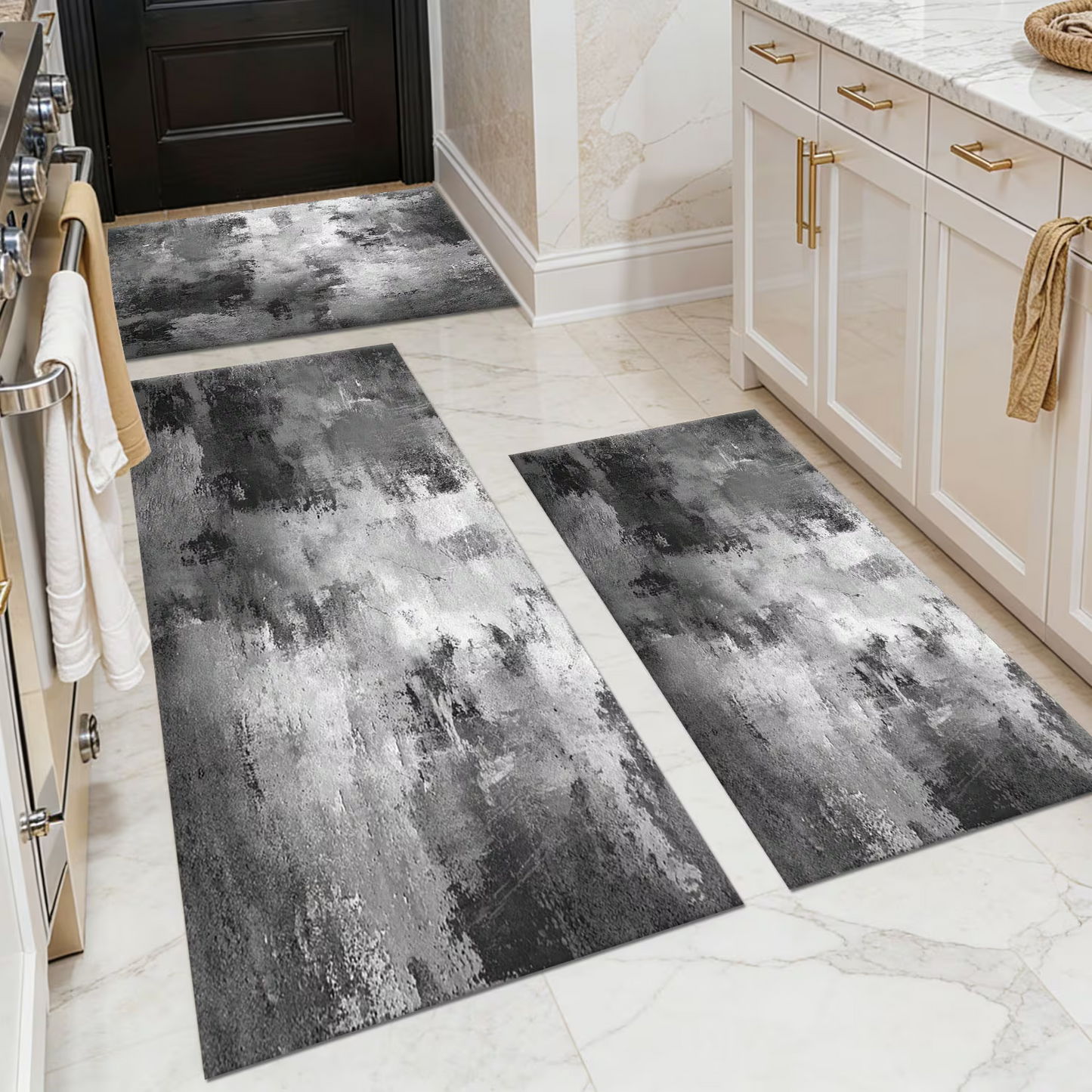3-Piece Indoor Mats Set Non-Slip Washable Runner Mats Soft Floor Mats for Kitchen Laundry Hallway and Entryway 20x32in 20x47in 20x60in