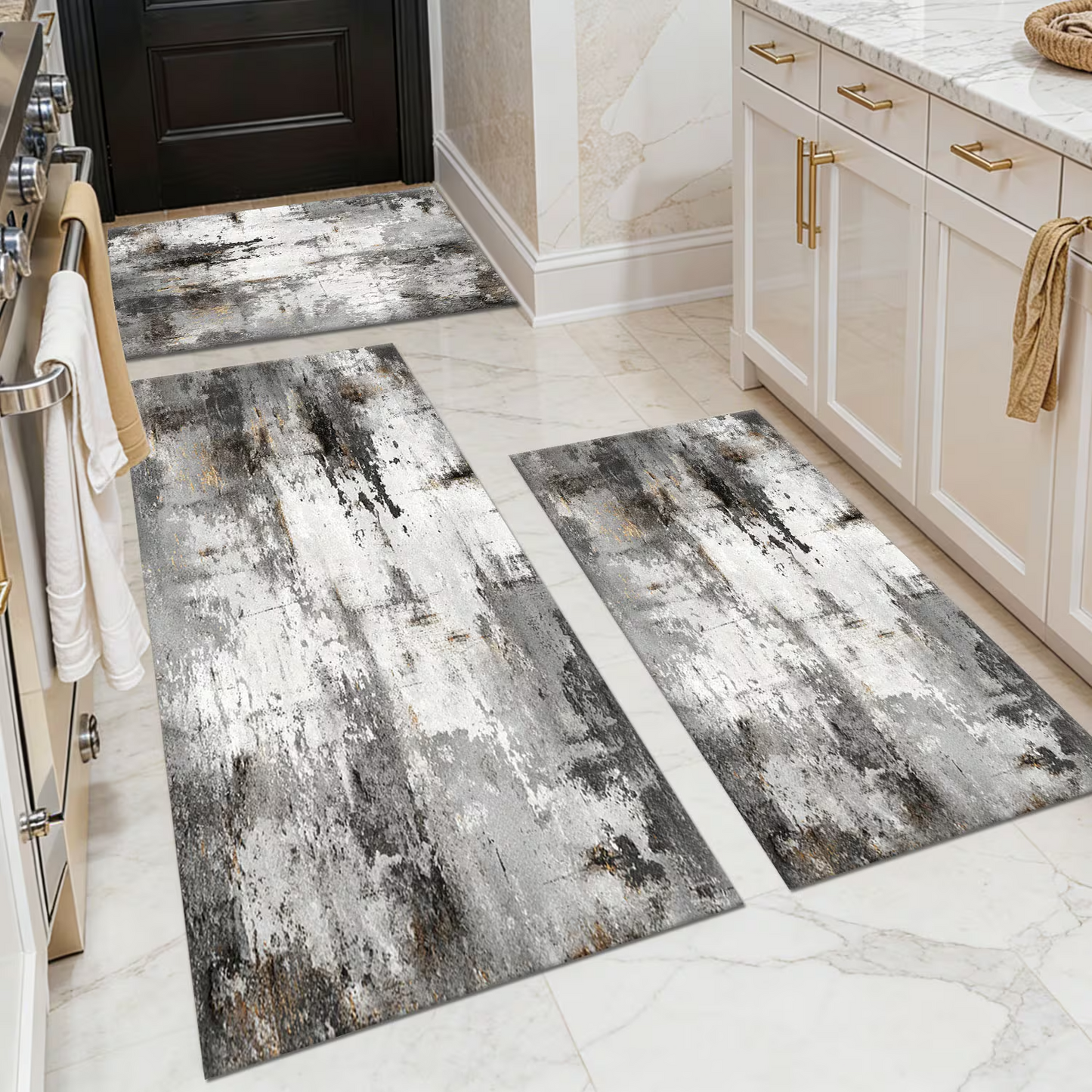 3-Piece Indoor Mats Set Non-Slip Washable Runner Mats Soft Floor Mats for Kitchen Laundry Hallway and Entryway 20x32in 20x47in 20x60in