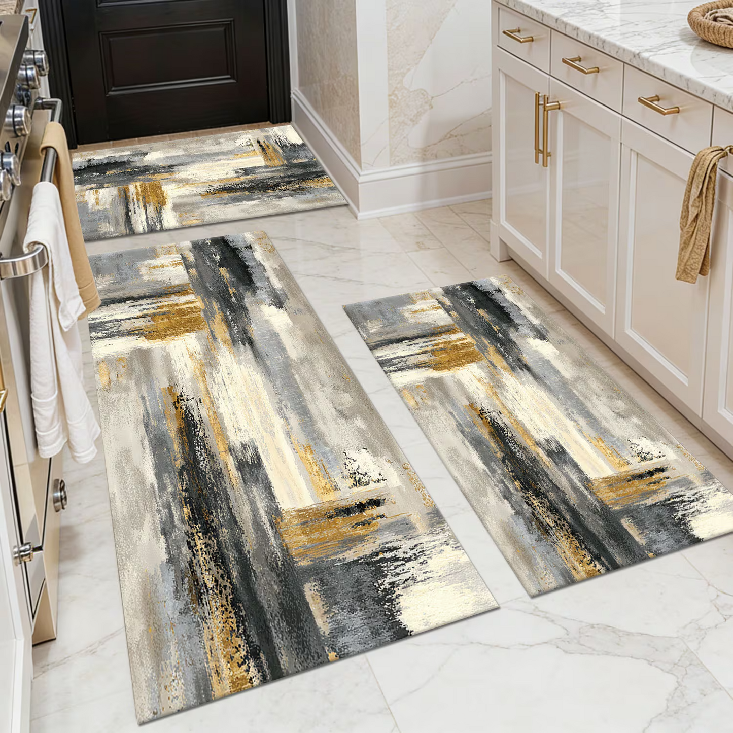 3-Piece Indoor Mats Set Non-Slip Washable Runner Mats Soft Floor Mats for Kitchen Laundry Hallway and Entryway 20x32in 20x47in 20x60in