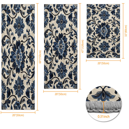 3-Piece Indoor Mats Set Non-Slip Washable Runner Mats Soft Floor Mats for Kitchen Laundry Hallway and Entryway 20x32in 20x47in 20x60in