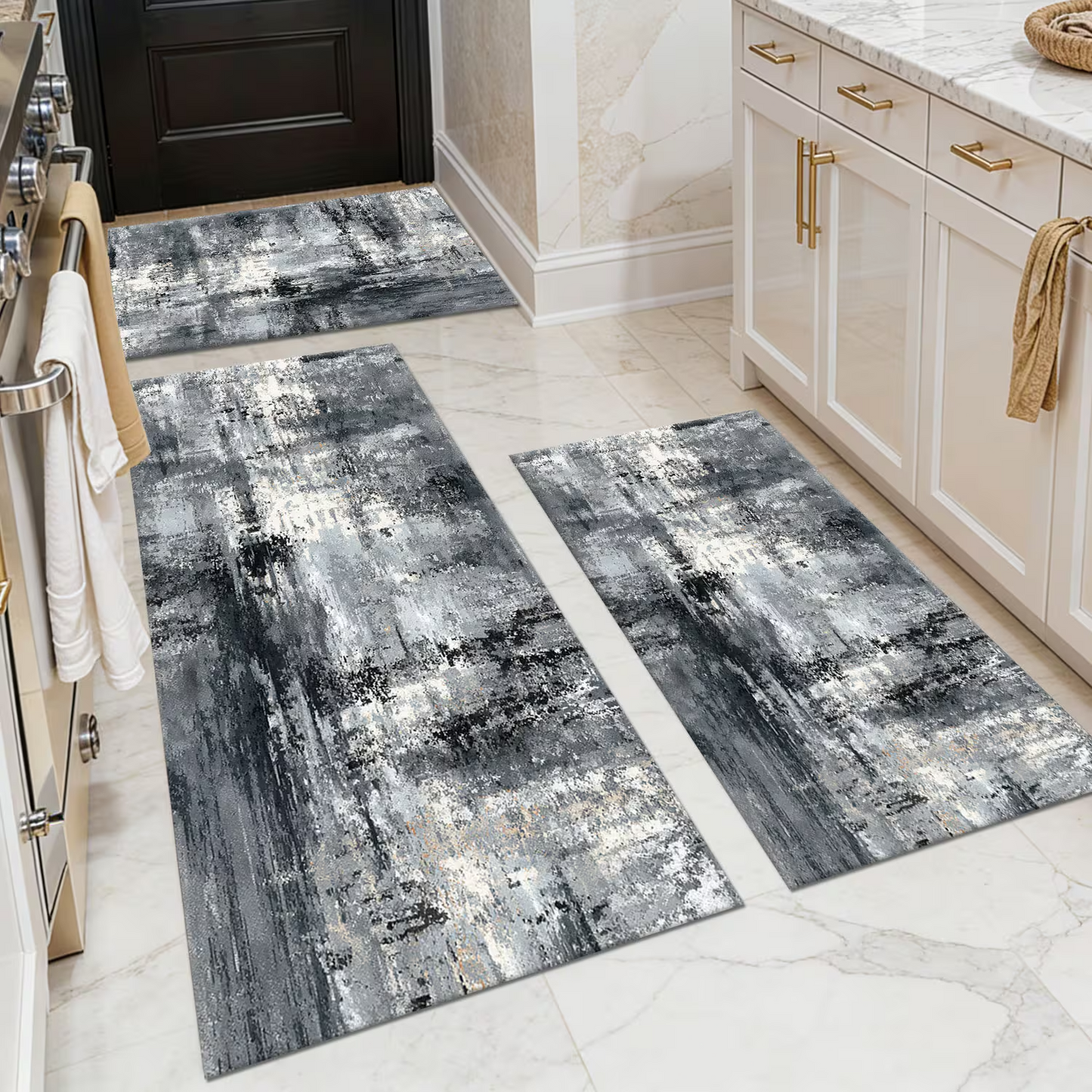 3-Piece Indoor Mats Set Non-Slip Washable Runner Mats Soft Floor Mats for Kitchen Laundry Hallway and Entryway 20x32in 20x47in 20x60in