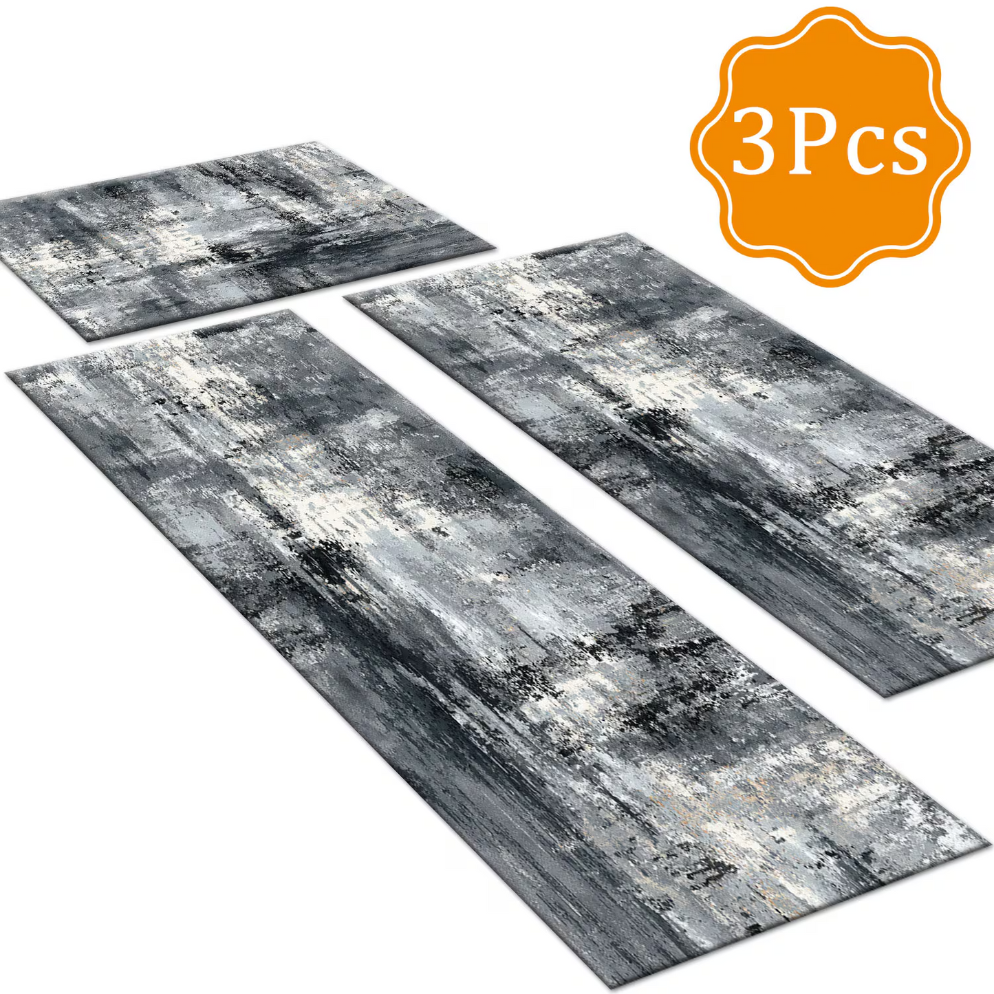 3-Piece Indoor Mats Set Non-Slip Washable Runner Mats Soft Floor Mats for Kitchen Laundry Hallway and Entryway 20x32in 20x47in 20x60in